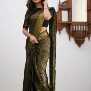 Womanista Women's Women Ready To Wear Saree Ll Women Lycra Saree Ll Women Pre Draped Saree Ll Women One Minute Saree Ll Un-Stitched Blouse Saree, Lavender